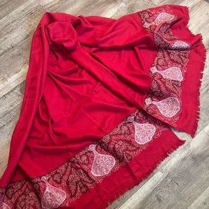 Beautifully embroidered red scarf